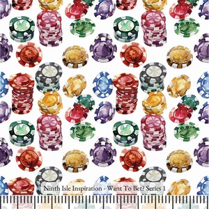 24/SPRING NinthIsle Inspiration Exclusive Creative Art 100 % Cotton Fabric - Want to bet? Series - Sold by the Yard DIY Bulk Order Gifts
