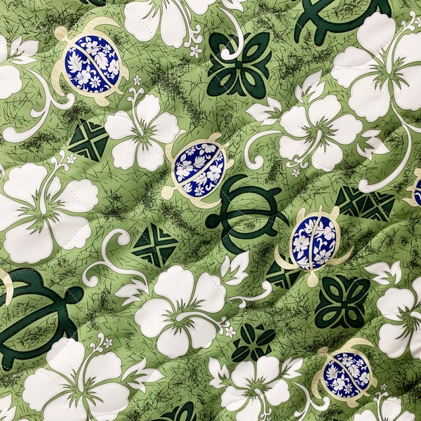 Tissu matelassé original NinthIsle - 100 % coton - 52 pouces de large - Vendu par cour - Aloha Honu Turtle Print - Designs exclusifs