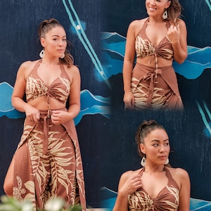 NinthIsle Made in Hawaii Luau Wrap Pants & Top Set – tropical sarong outfit for Cultural Events, Matching Family and Wholesale Welcome