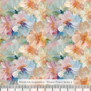 24/SPRING NinthIsle Inspiration Exclusive Pastel Art 100 % Cotton Fabric - Flower Power Series - Sold by the Yard DIY Bulk Available Gifts