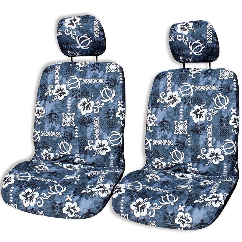 Made in Hawaii - Set of 2,Turtle And Hibiscus Hawaiian Separate Headrest Car Seat Covers - Handmade Customization Original 2024 Design