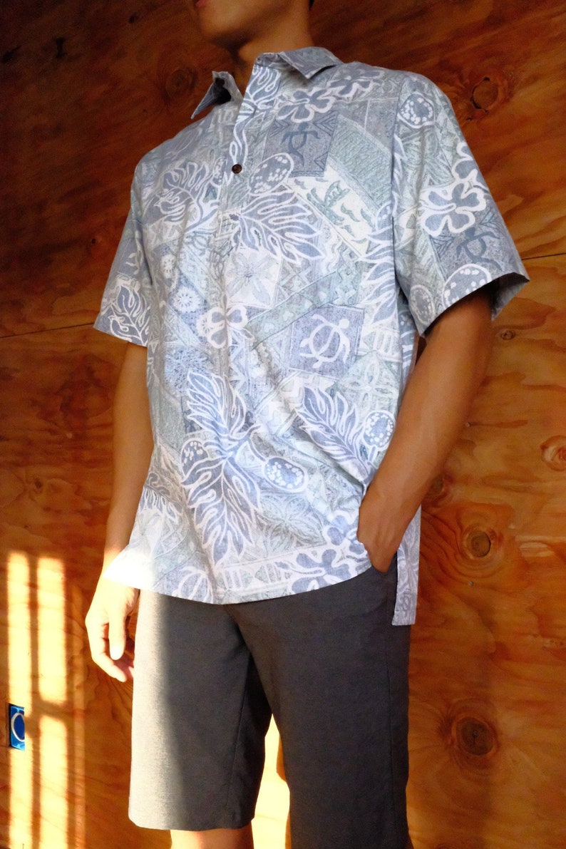 100% katoenen poloshirt Ulu fruitvarens en schildpad / iolani palace pull over Aloha shirt Kleding Herenkleding Overhemden & T-shirts Polos business casual Made in Hawaii 