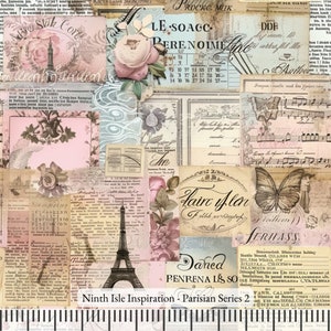 24/SPRING NinthIsle Inspiration Exclusive Elegant Art 100 % Cotton Fabric - Parisian Series - Sold by the Yard, DIY Bulk Order Handmade Gift