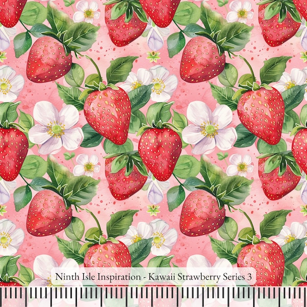 23/INVIERNO NinthIsle Inspiration Exclusive Sweet Art 100 % Cotton Fabric - Kawaii Strawberry Series - Vendido cortado a medida DIY Bulk Order Gifts