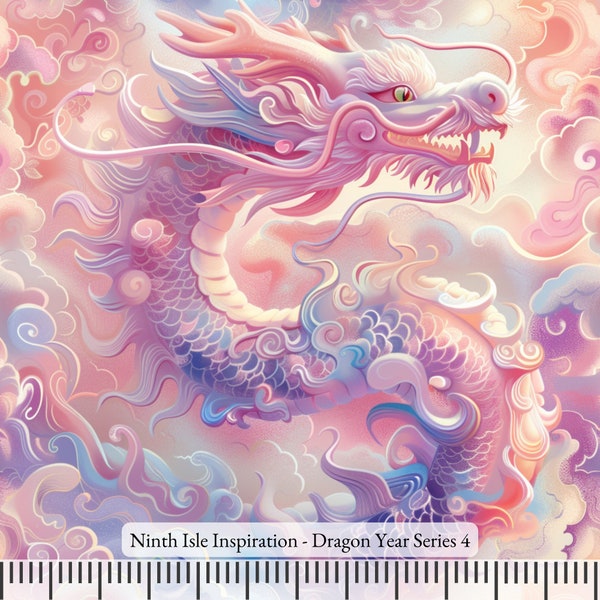 23/WINTER NinthIsle Inspiration Exclusive Art 100 % Cotton Fabric - Dragon Year Series - Sold by the Yard DIY Bulk Available Handmade Gifts