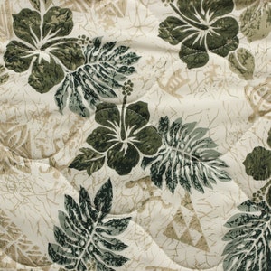 NinthIsle Original Quilted Fabric - 65/35 Polycotton - 52 inch Wide - Sold by Yard - Hibiscus Fern - Exclusive Designs