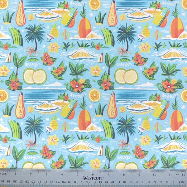 23/FALL NinthIsle Inspiration Exclusive Hawaii Lifestyle Art 100 % Cotton Fabric - Beach Series - Sold by the Yard DIY Bulk Available Gift