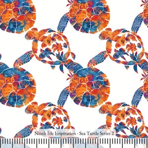 24 / SPRING NinthIsle Inspiration Exklusive Tropische Kunst 100% Baumwollstoff - Sea Turtle Series - Verkauft lose Lagerware DIY Maschenbestellung Geschenke