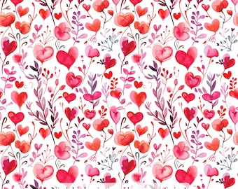Tela de algodón popelina NI&I de San Valentín - Serie Luna de Miel - Estampado hecho a mano en HI