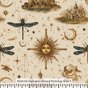 25/SUMMER NinthIsle Inspiration Exclusive Elegant Art 100 % Cotton Fabric - Classical Mythology Series - Handmade By the Yard