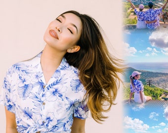 NinthIsle Made in Hawaii Super Soft Styled Girl Petite Aloha Shirt, Vacation Resort Wear Aloha Shirts Beach Cover Ups Bulk Handmade Gifts