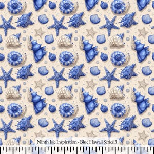 25/SUMMER NinthIsle Inspiration Exclusive Elegant Art 100 % Cotton Fabric - Blue Hawaii Series - By The Yard, Bulk Handmade Gifts