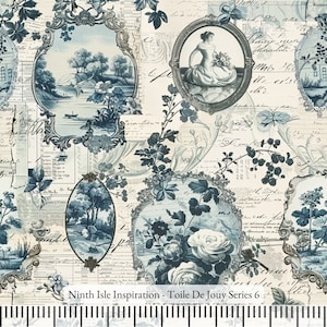24/SPRING NinthIsle Inspiration Exclusive French Art 100 % Cotton Fabric - Toile De Jouy Series - Sold by the Yard DIY Bulk Order Gifts