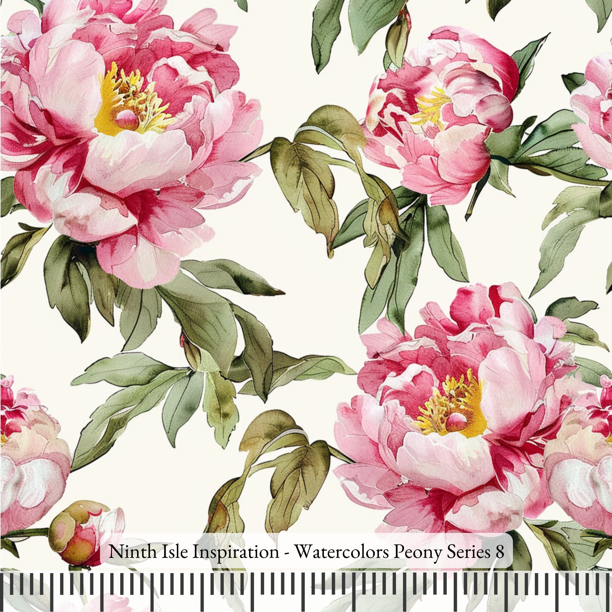 23/WINTER NinthIsle Inspiration Exclusive Floral Art 100 % Rayon Fabric - Watercolors Peony Series - Sold by the Yard DIY Bulk Available