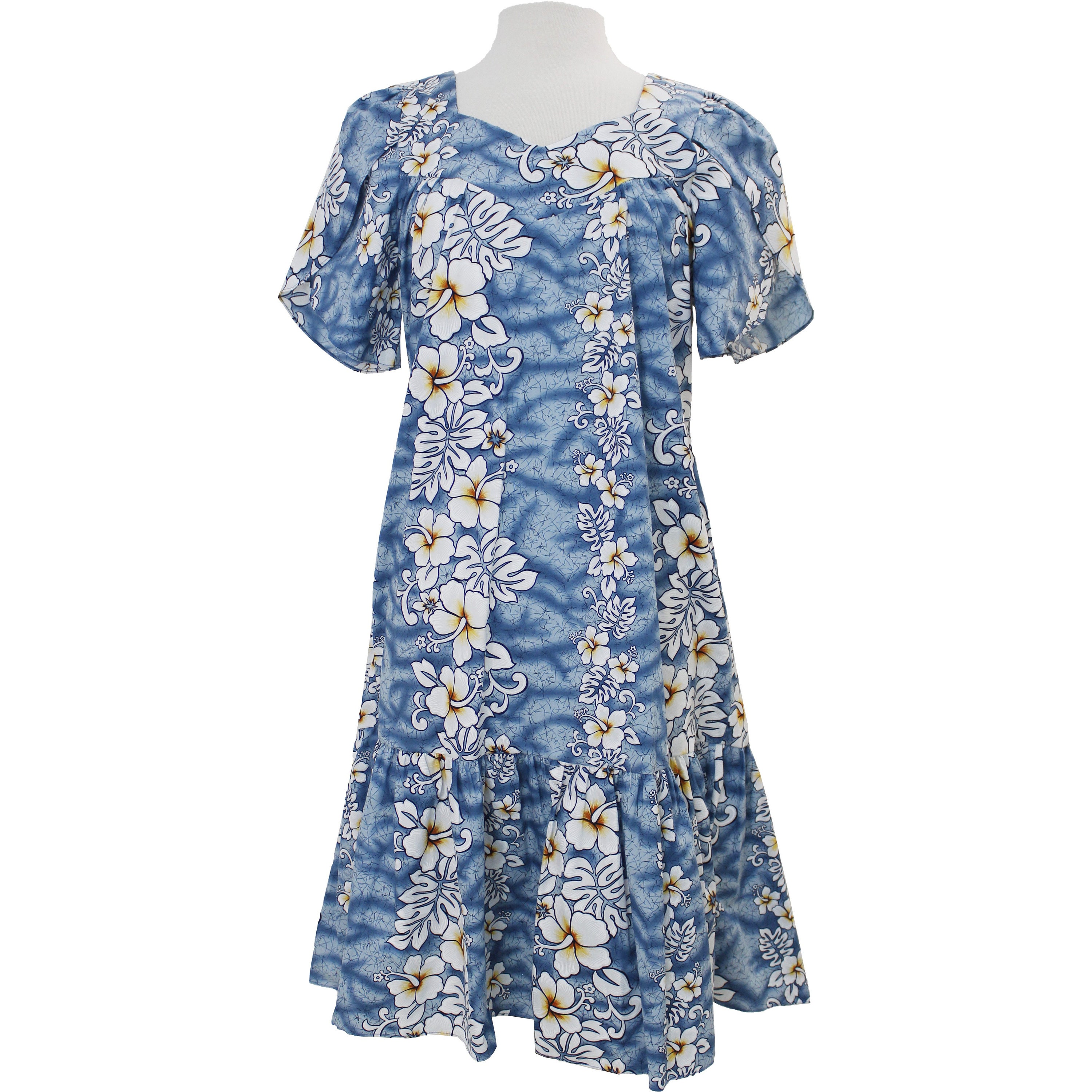 Made in Hawaii, USA - Hawaiian Flowers Light Blue - Short Muumuu - 10…