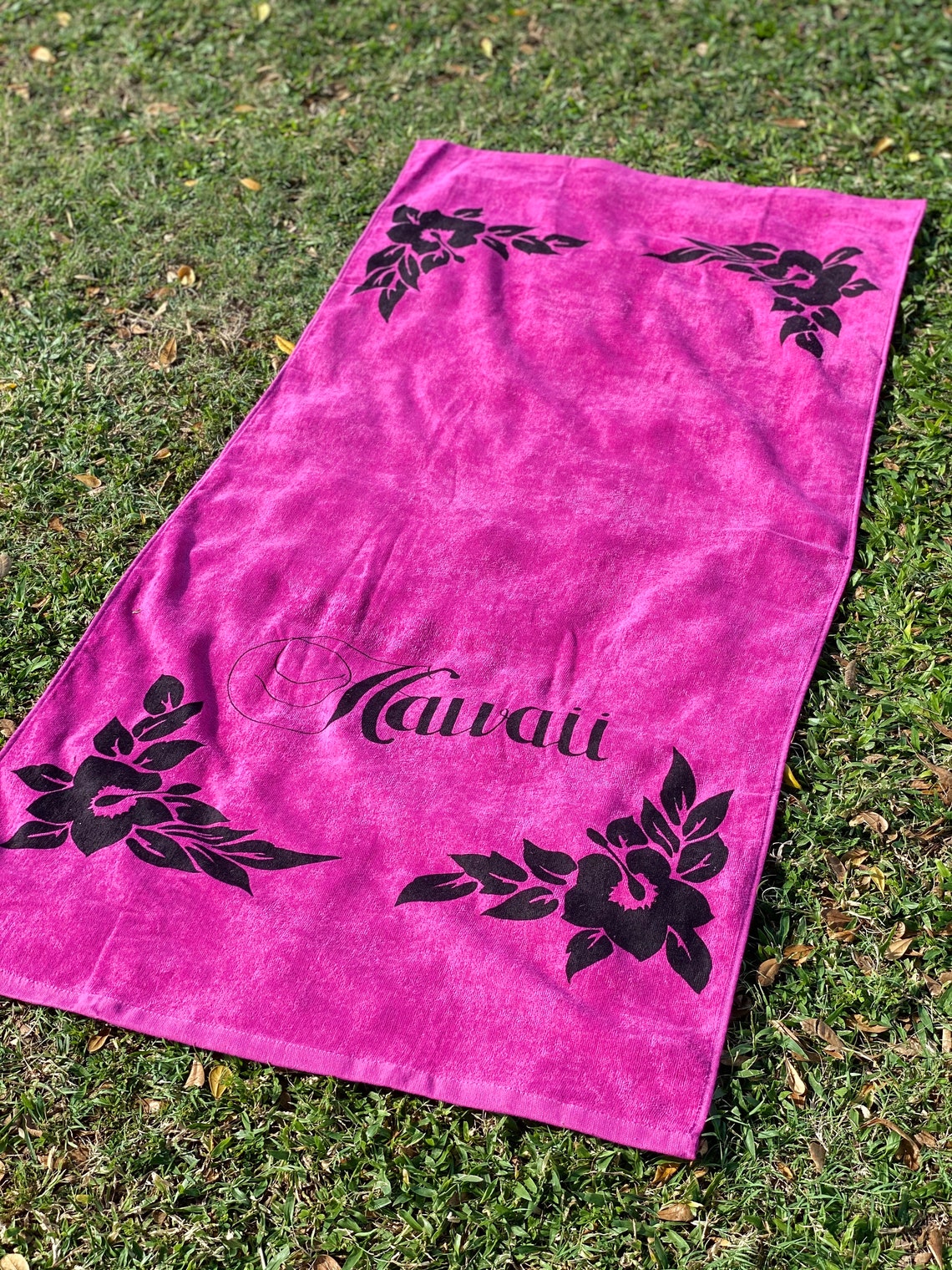 Hawaii Bath Towels Beach Towels Solid Colors with Flowers Etsy
