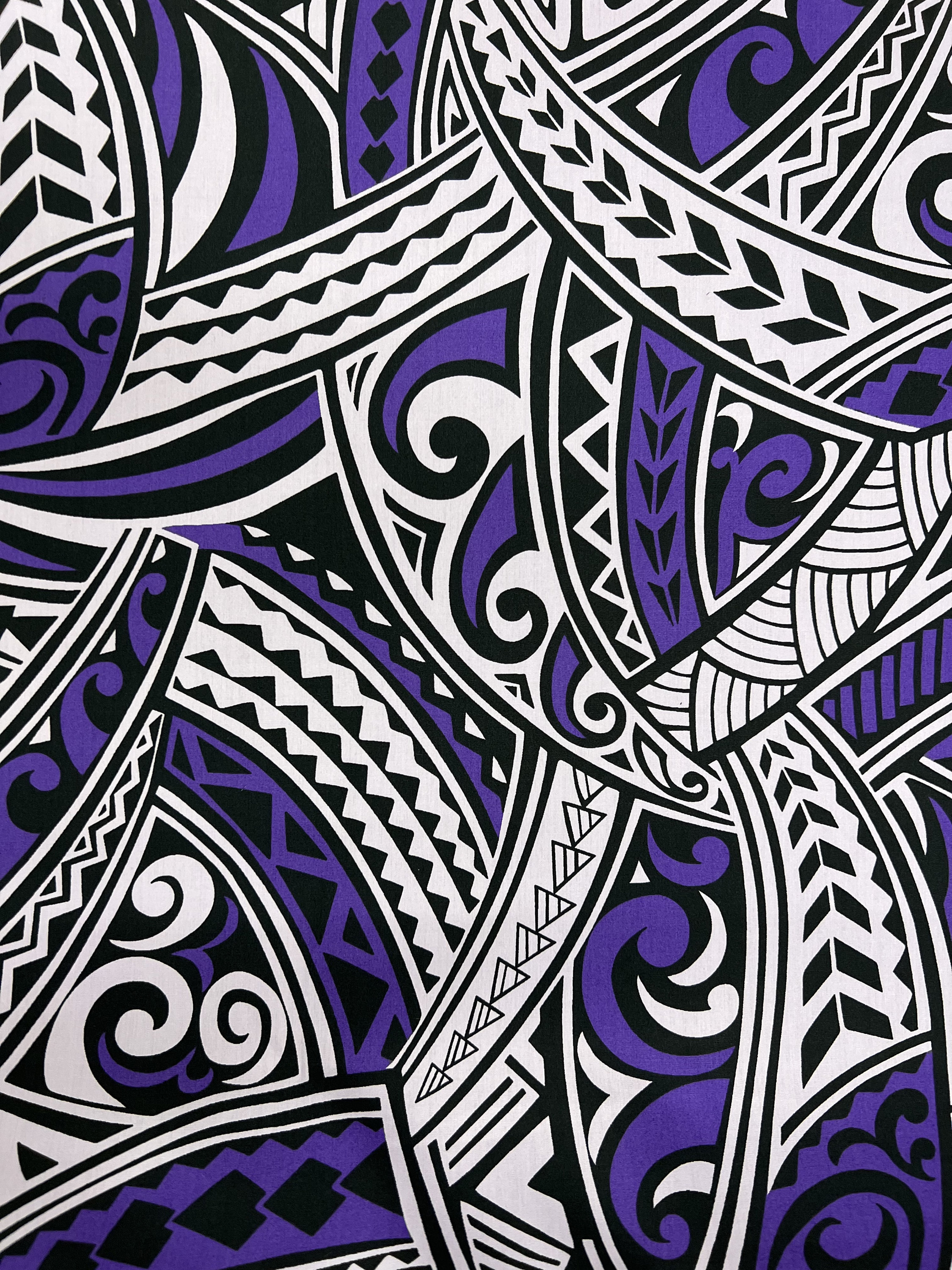 Wrinkle-resistant Fabric - Swirl Polynesian Tapa Tribal Design