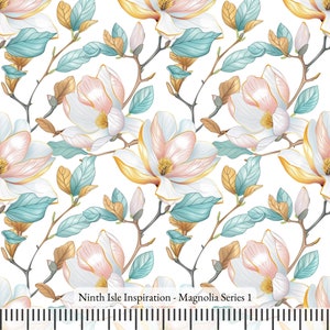 24/PRINTEMPS NinthIsle Inspiration Art floral exclusif 100 % rayonne Série Magnolia Vendu par mètre DIY Commande groupée Cadeaux faits main Series 1