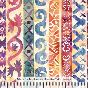 24/SPRING NinthIsle Inspiration Exclusive Hawaii Art 100% Cotton Fabric - Hawaiian Tribal Series - Sold by the Yard DIY Bulk Order Gifts