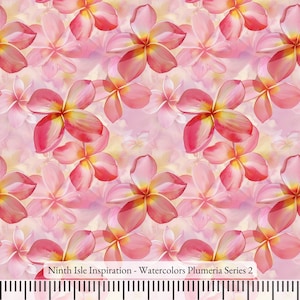 24/SPRING NinthIsle Inspiration Esclusiva arte floreale Tessuto in cotone 100% - Serie Plumeria acquerelli - Venduto tagliato su misura Regali sfusi fai-da-te