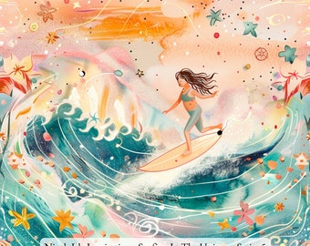 24/SPRING NI&I コットンポプリンコットン生地 - Surfing In The Universe シリーズ - ハワイで手作りプリント