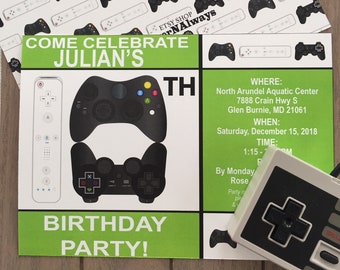 Video Game Party Invite, Arcade party invite, Teenage party theme