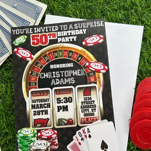 Invitation d'anniversaire dans une soirée casino, soirée à thème Vegas, soirée casino, invitation à une fête pour adultes (21, 30, 40, 50, 60 ans) Jalon numérique