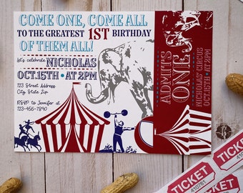 Circus Birthday Invitation, Carnival Invitation, Personnalisable pour tous les âges