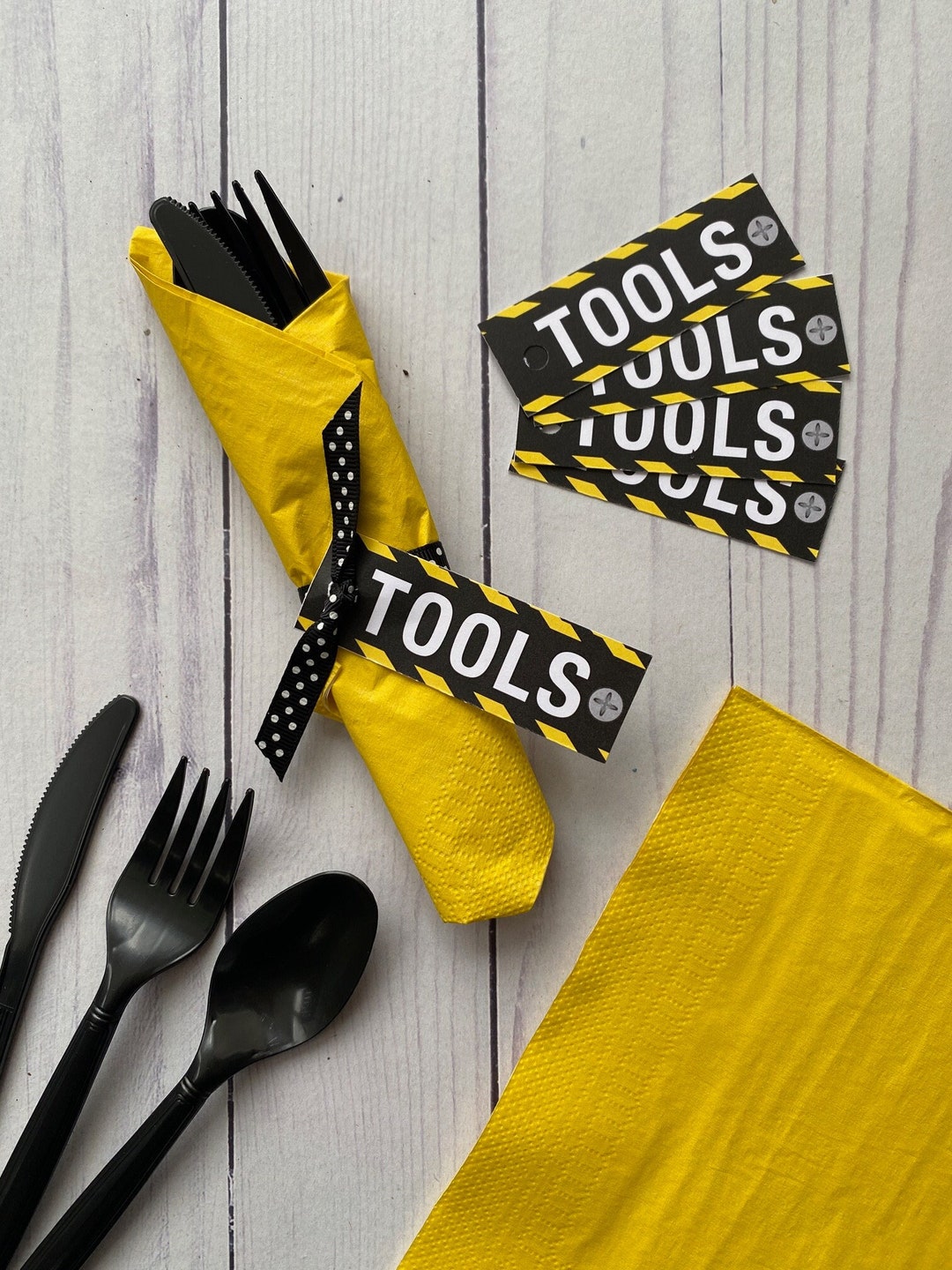 Construction Party Utensil TOOLS Tags, Construction Party Theme, Under