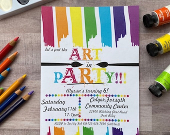 Painting Party Invitation, Dress for a Mess, Paint Night Invitation, Creative Art Invite, All age Birthday