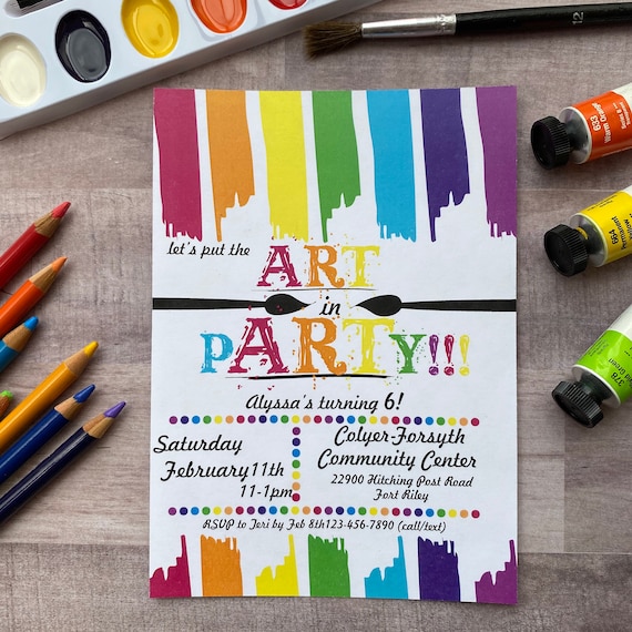 dress for a mess party invitation template free Dress for a Mess Birthday Party 5x7 Invitation - Art Party, Painting Party, Art Invite, Paint & Sip - Printable and Personalized