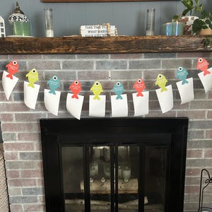 O-fish-ally One, Reeling in the Big One Fishing Birthday Party Signs and Decor- Monthly Fish Shaped Banner