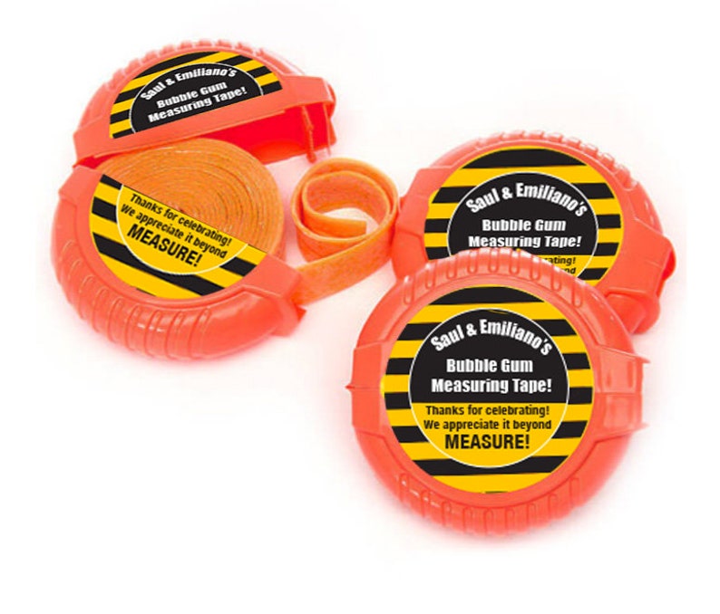 Tape Measure bubble Gum Construction Theme Favors Stickers Etsy