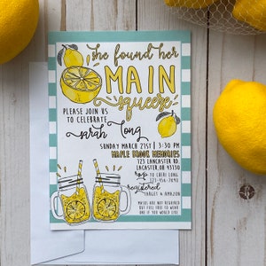 She Found Her Main Squeeze Lemon Bridal Shower Invitations, Lemonade, Bridal Shower, Drive by Shower, Lemonadestand Custom