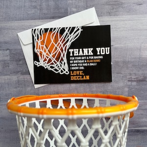 Carte de remerciement d'anniversaire de basket-ball, carte de remerciement Slam Dunk, imprimée avec des enveloppes blanches - vendues individuellement