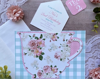 Invitation Tea Party, invitation de sachet de thé, sachet de thé amovible Personnalisable pour tous les événements : THÉ POUR 2, Thé nuptial, Baby Shower, Anniversaire, Thé pour dames