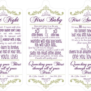 Year of Firsts Wine Tag Set for Bridal Shower Wine Basket Gift, Wine ...