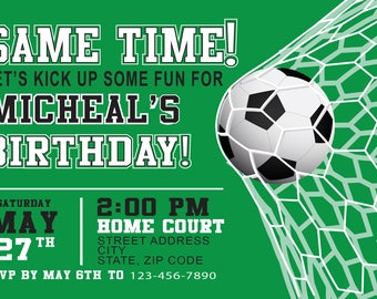 Soccer Birthday Party - Customized Digital file to PRINT YOUR OWN invites