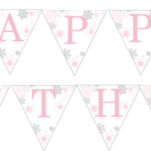 Snowflake Happy Birthday Banner