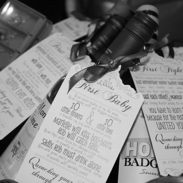 Year of Firsts Wine Tag Set for Bridal Shower Wine Basket Gift, perfect bridal shower gift, First Holidays as newly weds- INSTANT DOWNLOAD