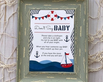 Don’t Say Baby -Jeu, NAUTICAL Baby Shower jeu, Ahoy it’s a BOY, Sailboat baby shower