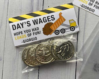 INSTANT DOWNLOAD: Daily Wages Favor Headercard for Construction Party Favor, Daily Wage, Party Favor, Print your own