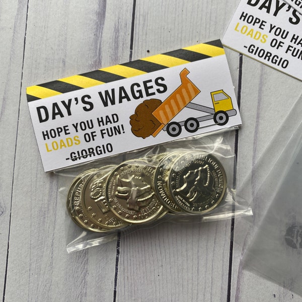 INSTANT DOWNLOAD: Daily Wages Favor Headercard for Construction Party Favor, Daily Wage, Party Favor, Print your own