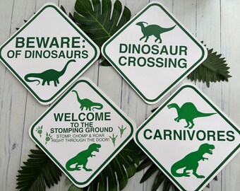 Dinosaur Party Sign INSTANT DOWNLOAD- Set of 4