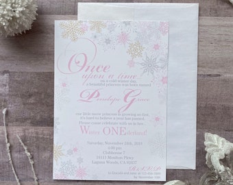 Winter Wonederland / ONEderland invite / first birthday / Snowflake patterns/ Winter theme/ Winter birthday / Holiday Invite DIGITAL FILE