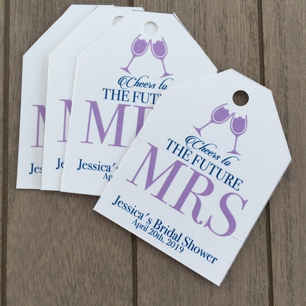 Cheers to the Future MRS. tags, great for mini wine or mini champagne bottle favors for bridal shower or bachlorette party