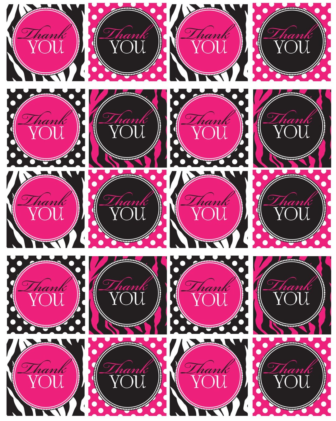 Animal Print Thank You Tags, Can Be Customized to Colors of Your Liking ...
