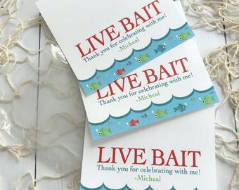 SOFORTIGER DOWNLOAD: Angeln Thema "Live Bait" Party Favor Bag Toppers, Danke für's Feiern mit mir - KEIN Name inbegriffen
