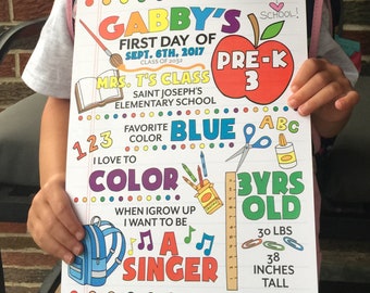 Letrero personalizado para el primer día de clases, recuerdo imprimible (archivo digital)