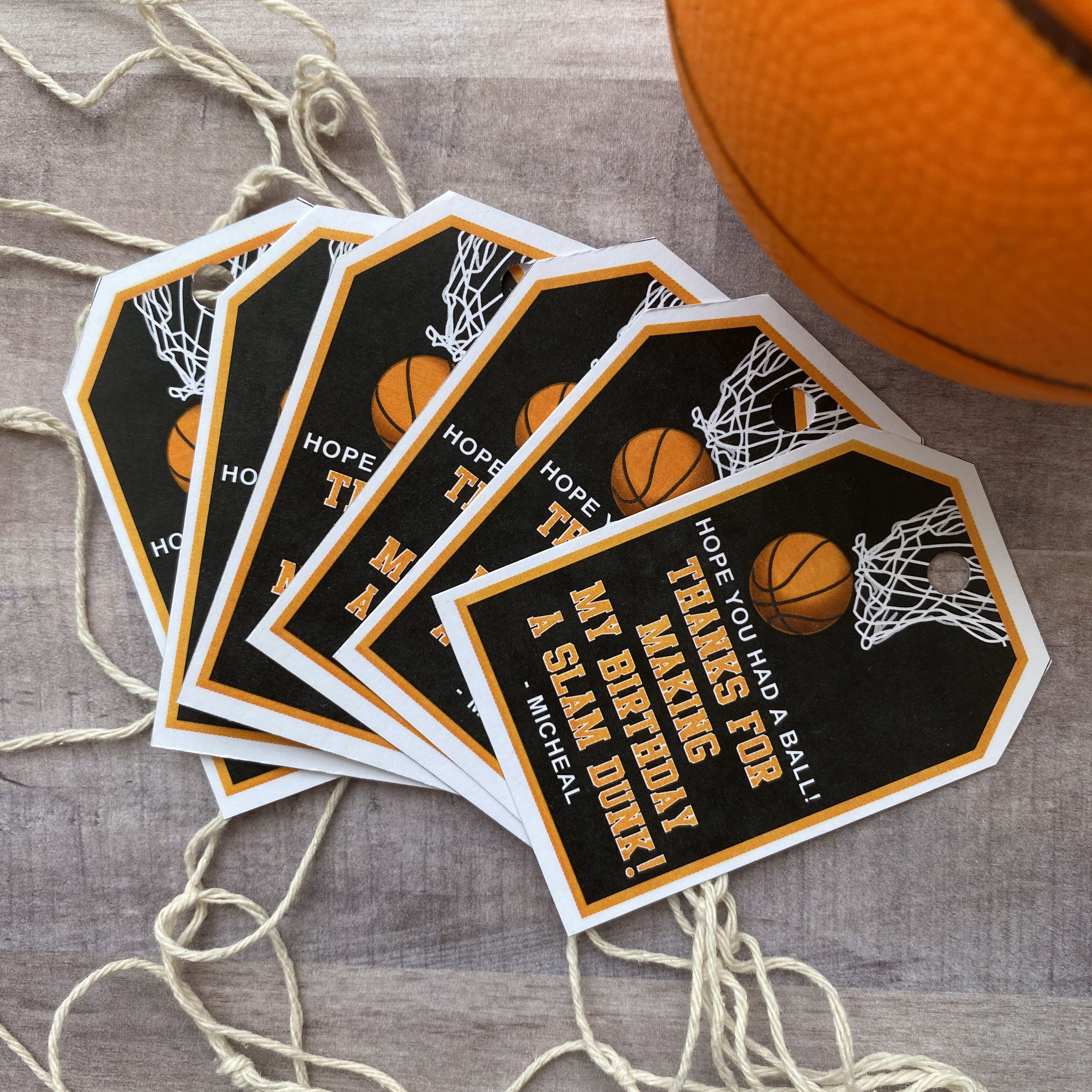 Basketball Party Favor Tags Template